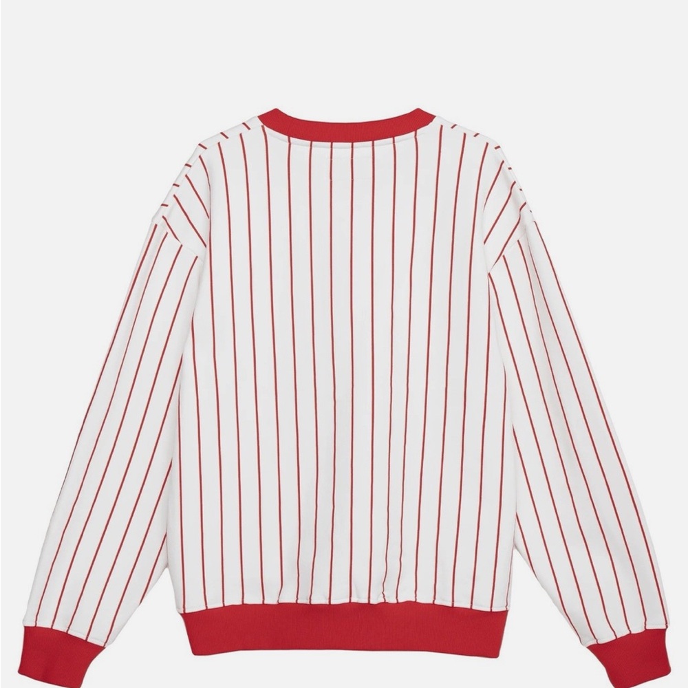 Bogey Boys Red and White Pinstriped Men's Sweatshirt - Picture 2 of 2
